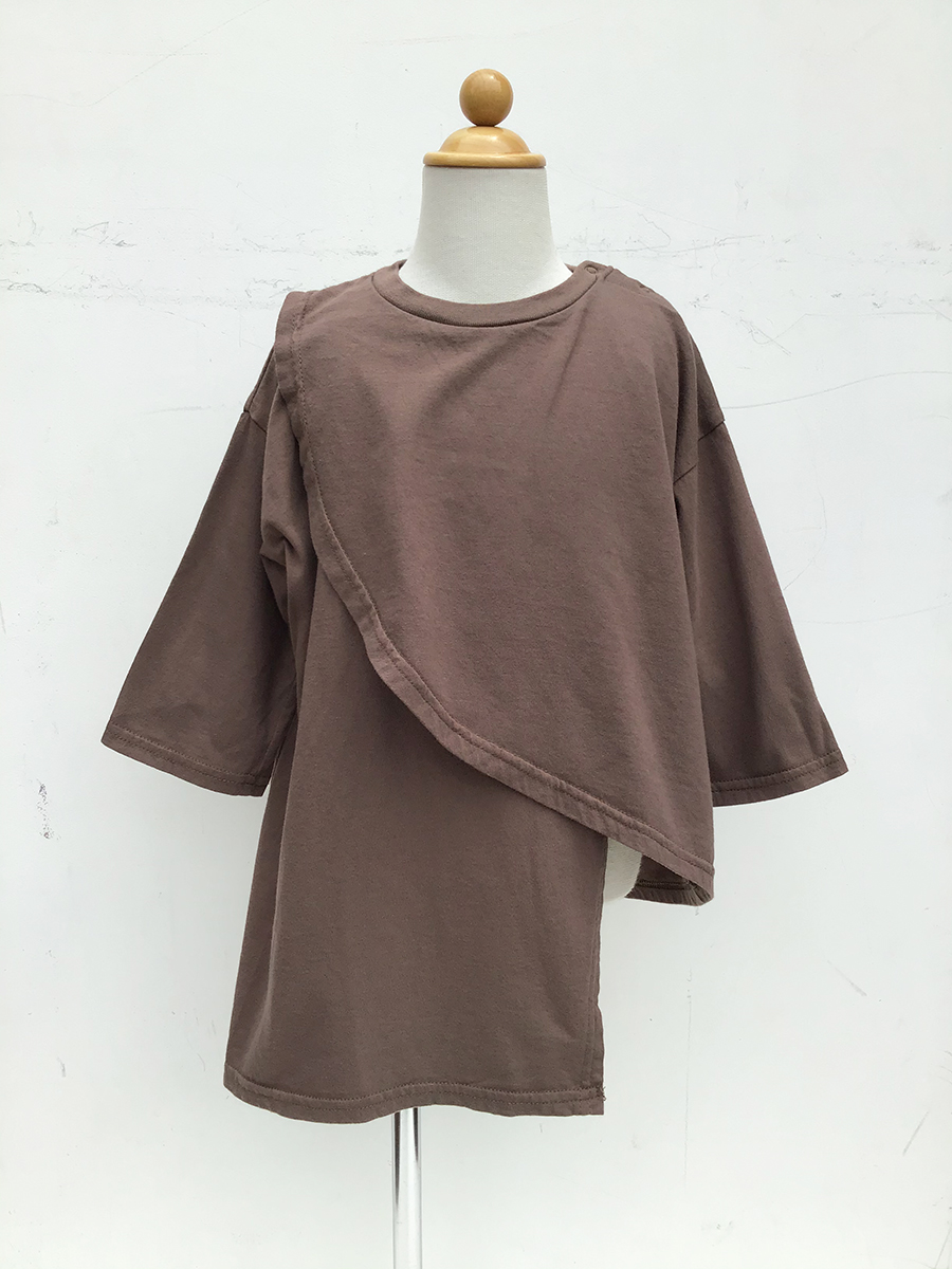 Poupons Uju ソフト変形アシンメトリーtシャツ Brown